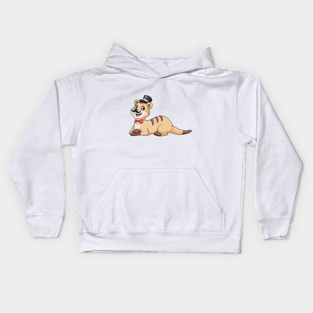 Tiger as groom with bow and cylinder Kids Hoodie by Markus Schnabel